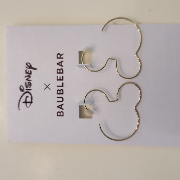 BaubleBar x Disney Mickey Mouse Gold Tone Outline Hoop Earrings new with tags - Picture 1 of 5
